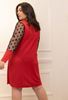 Picture of PLUS SIZE RED DRESS WITH CHIFFON POLKA DOT SLEEVE